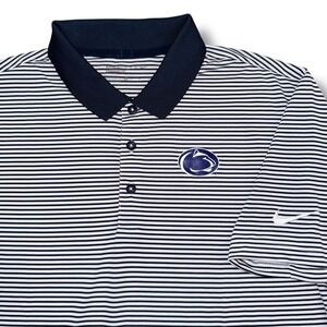 Nike Golf Dri Fit Penn State Nittany Lions Polo Shirt Mens M Striped Navy White
